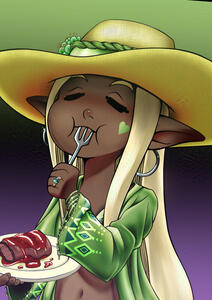 Alena BBQ Full Render Commission, gradient BG, $70.